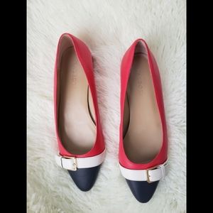 Talbots red/white/blue leather flats 7.5